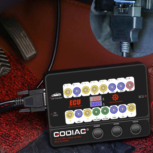[US/UK/CZ Ship] GODIAG GT100 + New Generation AUTO TOOLS OBD II Break Out Box ECU Connector with Electronic Current Display