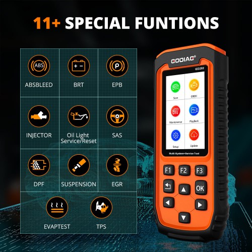 GODIAG GD202 Engine ABS SRS Transmission Four System Scan Tool with 11 Special Functions