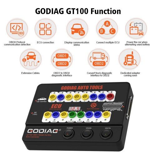 GODIAG GT100 OBDII Protocol Detector OBD2 Break Out Box ECU Connector